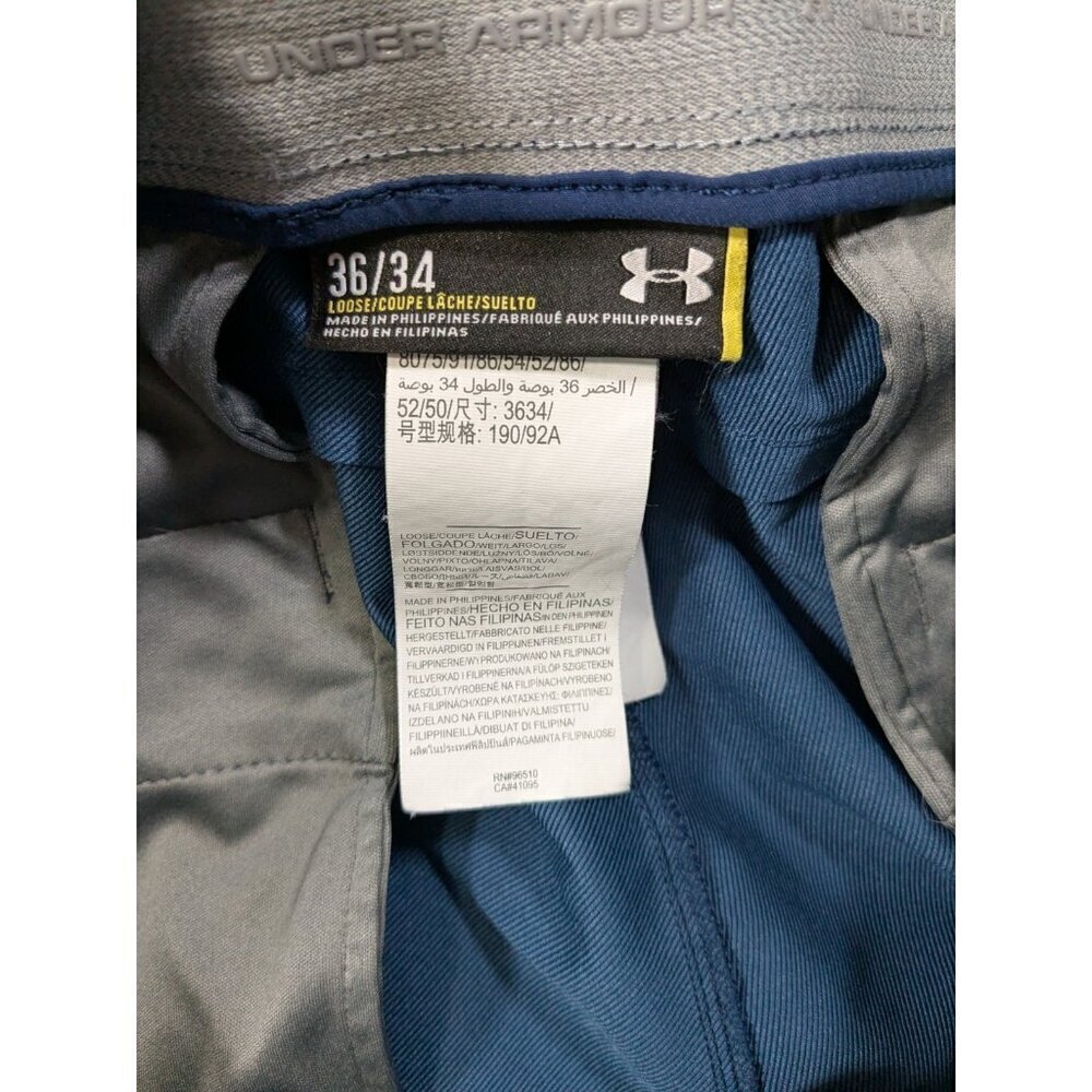 Under Armour Golf Pants Mens 36x34 (Meas 34x31) Blue Nylon Blend Stretch Chino - Picture 3 of 11